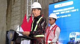 Presiden Joko Widodo secara resmi mencanangkan pembangunan Moda Raya Terpadu (MRT) Jakarta Lin Timur-Barat Fase 1 Tahap 1 di Proyek Stasiun MRT M.H. Thamrin Jakarta, pada Rabu, 11 September 2024. Foto: BPMI Setpres/Muchlis Jr.