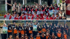 Dokumentasi bersama setelah kegaitan pengamatan burung dan pembuatan terrarium. Foto: KKN 310 UNS