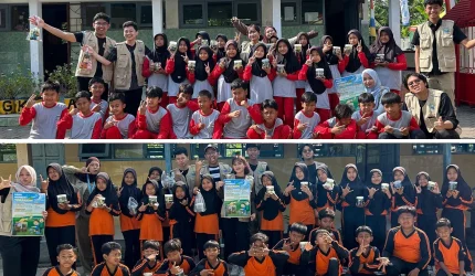 Dokumentasi bersama setelah kegaitan pengamatan burung dan pembuatan terrarium. Foto: KKN 310 UNS