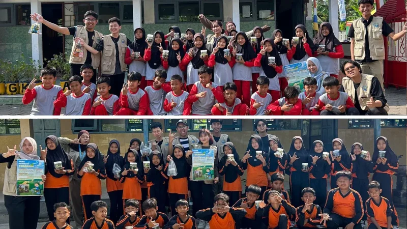 Dokumentasi bersama setelah kegaitan pengamatan burung dan pembuatan terrarium. Foto: KKN 310 UNS