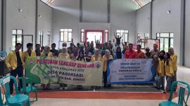 Dokumentasi kelompok KKN bersama BPBD dan masyarakat desa pagersari setelah kegiatan sosialisasi dan simulasi. Foto: KKN GIAT 12 UNNES