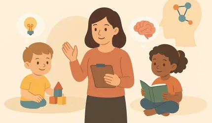 Guru berperan penting dalam mengembangkan potensi kognitif anak melalui pendekatan psikologi pendidikan yang menyenangkan dan sesuai tahap perkembangan.