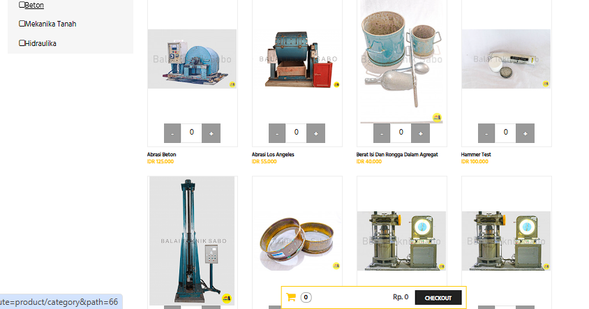 Website layanan pengujian beton. Dok. Pribadi