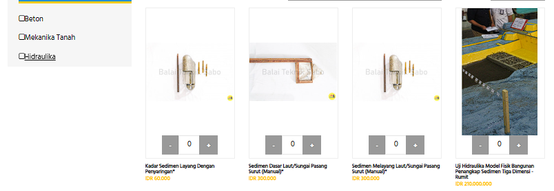 Website layanan pengujian hidraulika. Dok. Pribadi