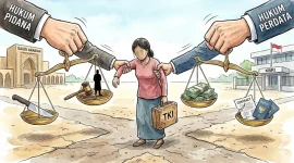 Di antara timbangan pidana dan perdata, pekerja migran kerap hanya menjadi objek—bukan pihak yang paling didengar. (gg)