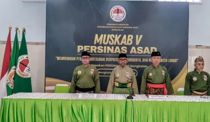 Pengurus PERSINAS ASAD Jawa Timur bersama jajaran Pengurus PERSINAS ASAD Kabupaten Bangkalan berpose di sela Musyawarah Kabupaten (Muskab) V PERSINAS ASAD Bangkalan yang digelar di Padepokan PERSINAS ASAD Bangkalan, Minggu (25/1/2026). Foto: Istimewa