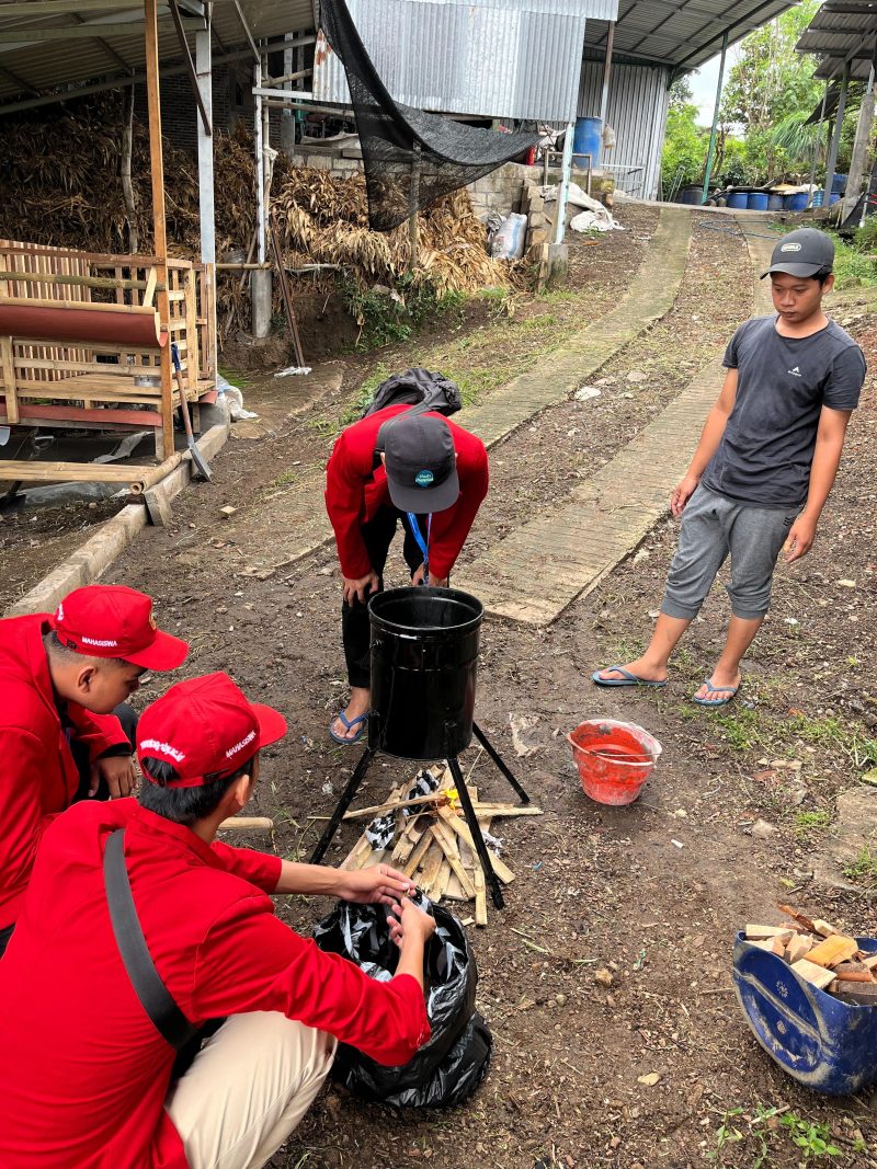 Proses pembuatan briket dengan memanfaatkan kotoran sapi. Foto: Pribadi