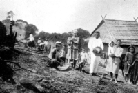 Suku Pamona dalam persiapan penanaman padi, sekitar awal abad ke-20. Sumber: Kruyt, A.C. & Adriani, N., De Bare'e Sprekende Toradja van Midden-Celebes, jilid I-III.