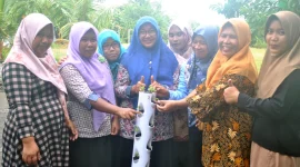 Antusiasme ibu-ibu PKK Desa Glesungrejo mengikuti pelatihan sistem vertikultur dan penanaman TOGA. Foto: Dok. KKN UNS 163