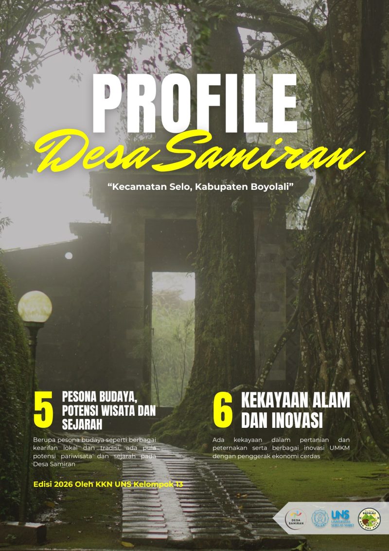 Mahasiswa KKN UNS Kelompok 13 meluncurkan media promosi Profile Desa Samiran berupa video company profile cinematic dan executive booklet sebagai upaya memperkuat identitas desa wisata di Kecamatan Selo, Kabupaten Boyolali. doc. KKN kelompok 13 UNS