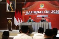 Pengurus LDII memaparkan materi dalam Rapat Pimpinan Nasional (Rapimnas) LDII 2026 di Jakarta, Senin (16/2/2026). Foto: Pribadi