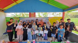 Dokumentasi bersama setelah pelaksanaan Lomba Seni Literasi di TK KB Pelangi, Desa Tawangsari, Kecamatan Kerjo, Kabupaten Karanganyar, Minggu (16/8/2026). Foto: Dok. Pribadi/KKN 292 UNS