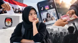 Ilustrasi politik uang dan menurunnya kepercayaan Gen Z terhadap demokrasi